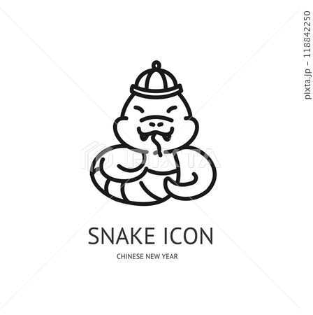 Chinese Lunar New Year Cute Baby Snake Thin Line Icon Concept. Vector 118842250