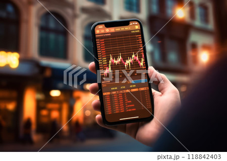 Colorful Graphics Displayed on Mobile Phone - Generative AI 118842403