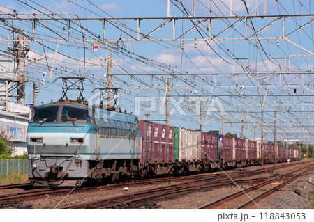 東海道貨物線を長大編成で走行するEF66-121号機牽引の貨物列車_2009/10/11撮影 東海道貨物線を長大編成で走行するEF66-121号機牽引の貨物列車_2009/10/11撮影 118843053