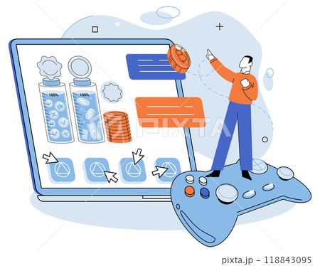 Play to earn vector illustration. The play to earn revolution has disrupted traditional business models, offering new avenues for financial growth and prosperity Play to earn games blur boundaries 118843095