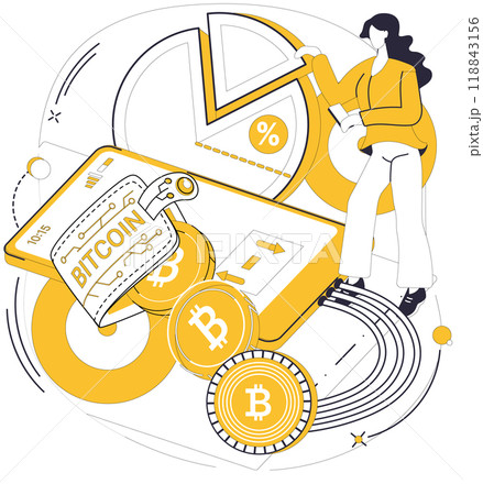 Bitcoin wallet vector illustration. Invest in future finance by adopting sophisticated Bitcoin wallet Blockchain, backbone secure digital transactions, empowers your wallet Economic progress unfolds 118843156