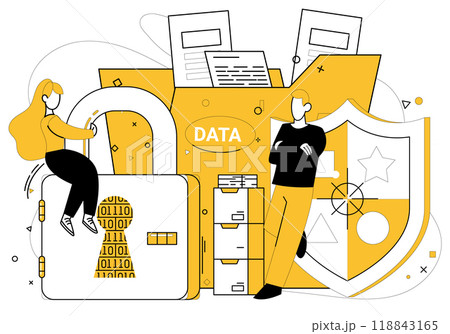 Data security vector illustration. Confidence in business transactions blooms in garden data security The concept data security is cornerstone trustworthy business Trust flourishes 118843165