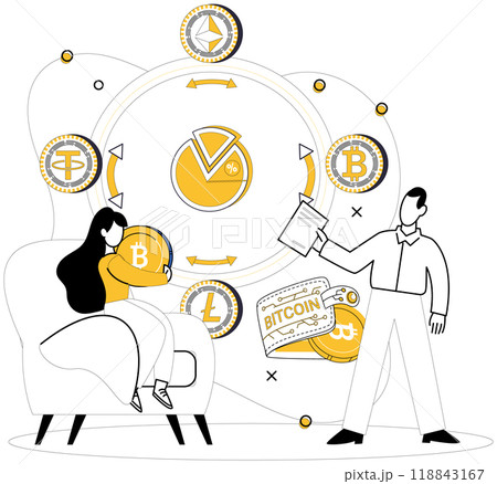 Bitcoin wallet vector illustration. In online marketplace, digital wallet is your passport to financial success Bitcoin wallet concepts redefine way we perceive currency and transactions 118843167