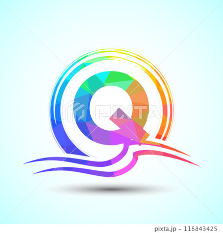 Initial letter with water ocean waves and the...のイラスト素材 [118843425] - PIXTA