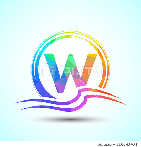 Initial letter with water ocean waves and the...のイラスト素材 [118843431] - PIXTA