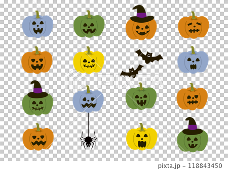 Jack-o'-lantern illustration set 118843450