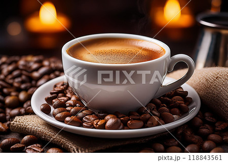 珈琲豆と一杯のコーヒー 118843561