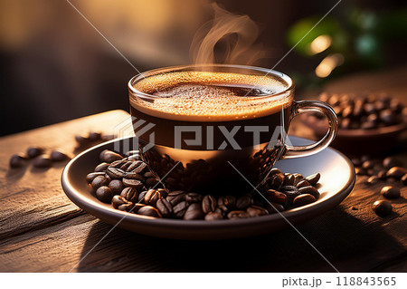 珈琲豆と一杯のコーヒー 118843565