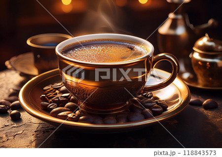 珈琲豆と一杯のコーヒー 118843573