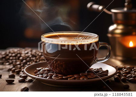 珈琲豆と一杯のコーヒー 118843581