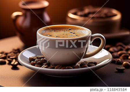 珈琲豆と一杯のコーヒー 118843584