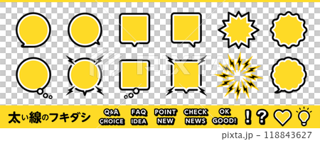 For posters and pop designs. Thick line speech bubble design material set 118843627