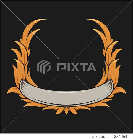 gold and silver wreath with a ribbon typography frame 118843642