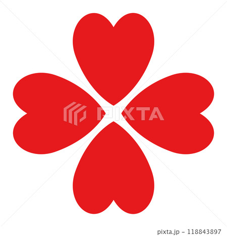 イラスト素材　四つ葉のクローバー　葉　赤 118843897