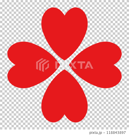 イラスト素材　四つ葉のクローバー　葉　赤 118843897
