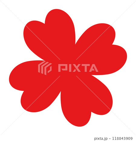 イラスト素材　四つ葉のクローバー　葉　赤 118843909