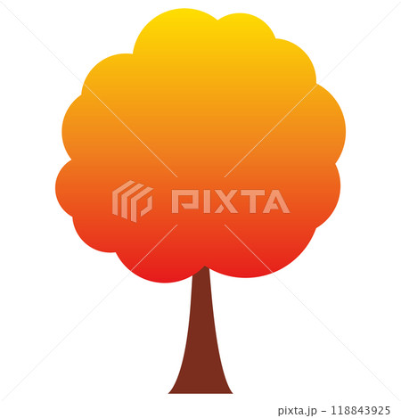 イラスト素材　木　植物　秋　グラデーション 118843925
