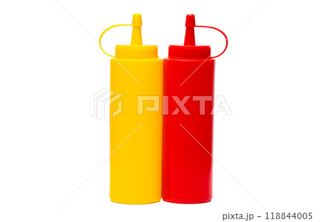ketchup and mustard bottles isolated 118844005