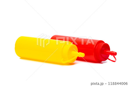ketchup and mustard bottles isolated 118844006