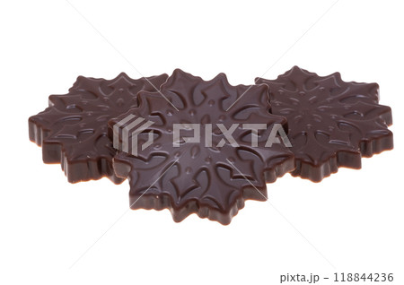 chocolate snowflakes isolated chocolate snowflakes isolated 118844236