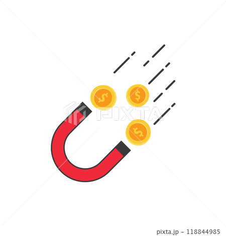 magnet attracts gold coins with dollar signs 118844985