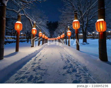 winter night in the street 118845236