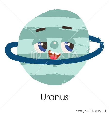 Vector illustration of the uranus with a face on a white background Vector illustration of the uranus with a face on a white background 118845501