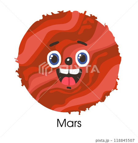 Vector illustration of the mars with a face on a white background Vector illustration of the mars with a face on a white background 118845507