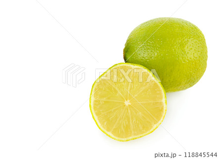 Lime fruit isolated on white. Free space for text. 118845544