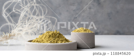 Banner. Raw henna powder for natural hair and eyebrow coloring dyeing 118845620