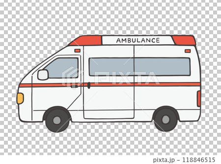Hand-drawn illustration of an ambulance from the side 118846515