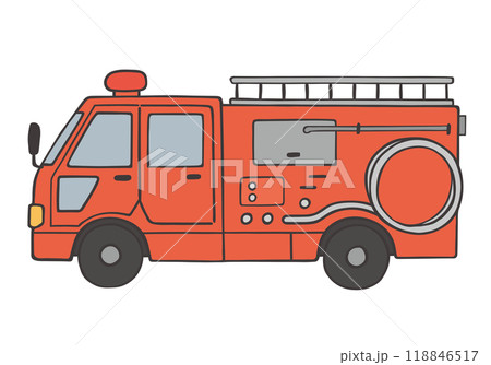 消防車の手描きイラスト 横から 消防車の手描きイラスト 横から 118846517