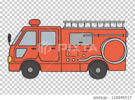 消防車の手描きイラスト 横から 消防車の手描きイラスト 横から 118846517