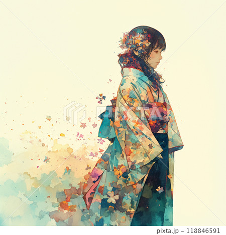 着物の女性のイラスト素材 [118846591] - PIXTA