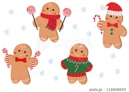 Christmas elements set. Gingerbread man collection.  118846650