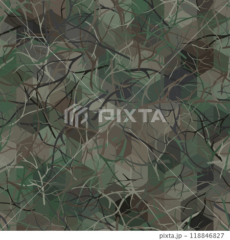 Woodland abstract branch seamless background of randomly bands and wavy lines 118846827