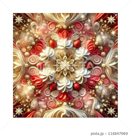 いちごのショートケーキアレンジ模様　Generative AIイラスト 118847069