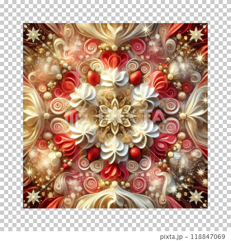 いちごのショートケーキアレンジ模様　Generative AIイラスト 118847069