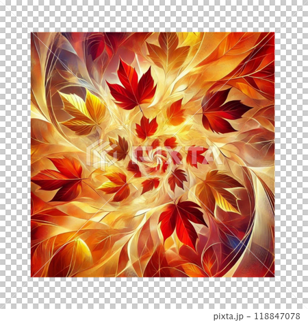 楓　秋、紅葉舞うイラスト　風の音色　抽象画　Generative AI 118847078