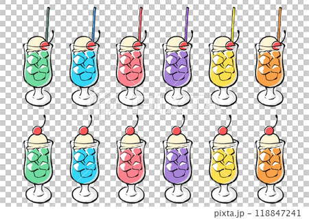 Colorful brush stroke cream soda illustration set Colorful brush stroke cream soda illustration set 118847241