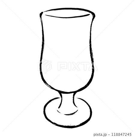 筆タッチのグラスのモノクロ線画イラスト 筆タッチのグラスのモノクロ線画イラスト 118847245