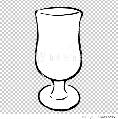 筆タッチのグラスのモノクロ線画イラスト 筆タッチのグラスのモノクロ線画イラスト 118847245
