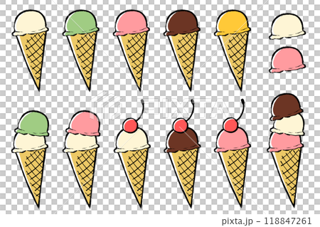 帶有畫筆描邊的冰淇淋插圖集 帶有畫筆描邊的冰淇淋插圖集 118847261