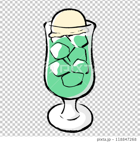 Brush-drawn illustration of melon cream soda Brush-drawn illustration of melon cream soda 118847268