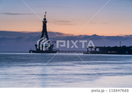 Sunset Silhouette of Tamsui Bridge. 118847688