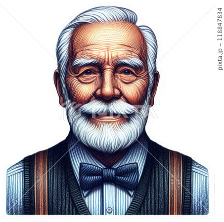 白髪の蝶ネクタイが似合うおじさん 白髪の蝶ネクタイが似合うおじさん 118847834