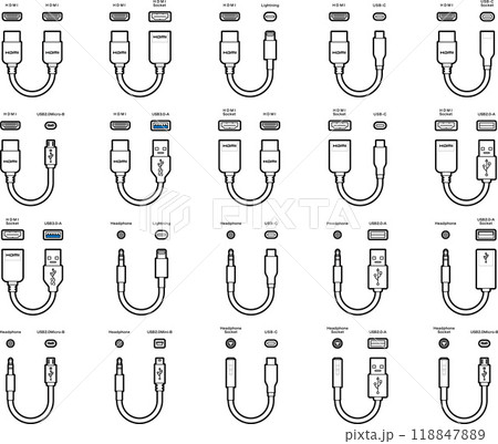 ケーブル・コネクター・アダプターのセット1 118847889