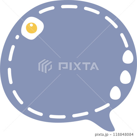 Cute hand draw blue and yellow color speech bubble balloon with egg, icon sticker memo keyword planner text box banner, flat png transparent element design 118848084