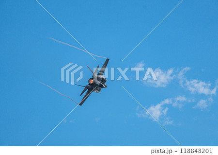 ウェポンベイを開けながら飛行するステルス戦闘機 F-35A 自衛隊 ウェポンベイを開けながら飛行するステルス戦闘機 F-35A 自衛隊 118848201