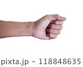 Close up asian fist hand gesture, isolated on white background. 118848635
